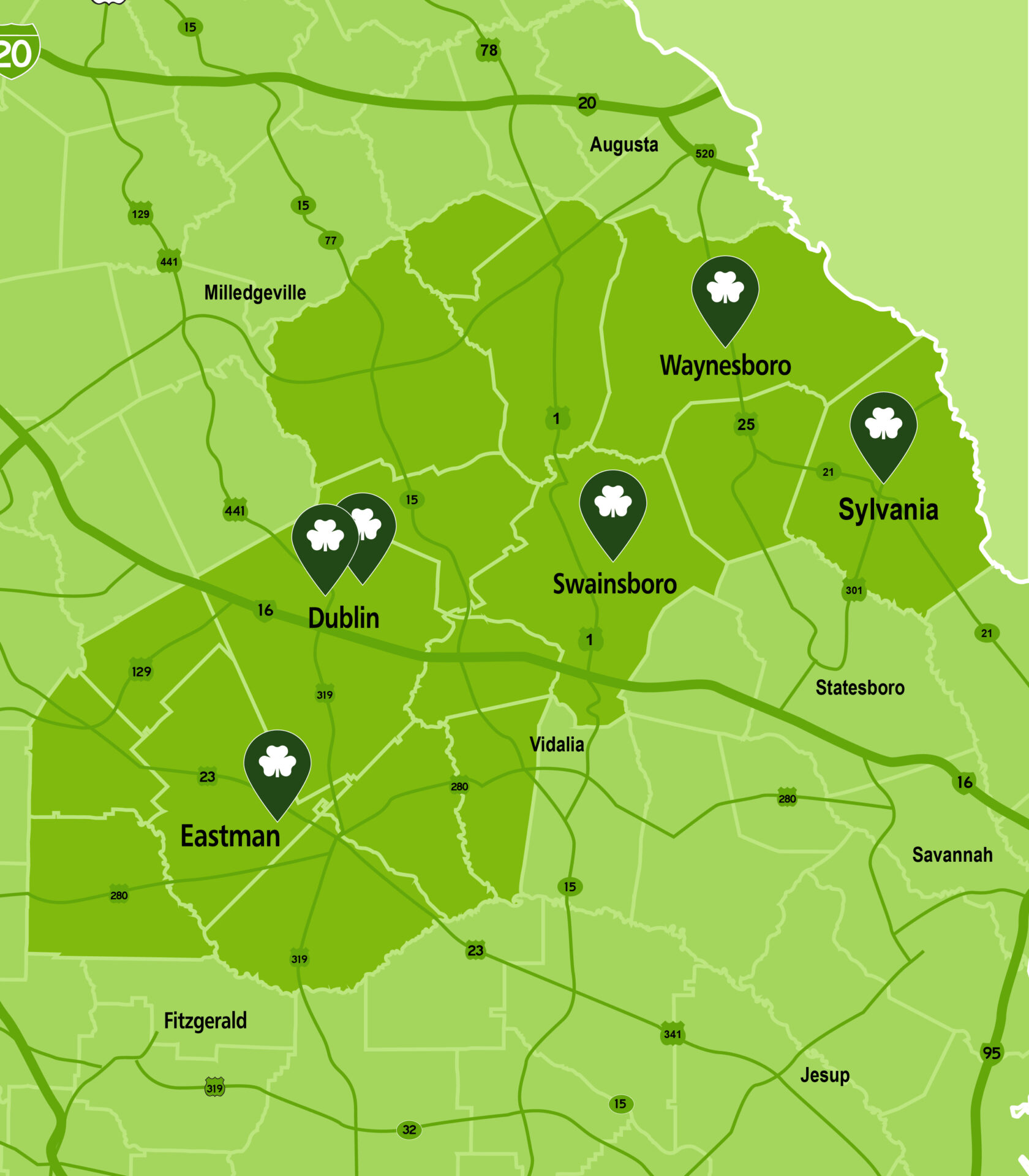 map of counties serviced